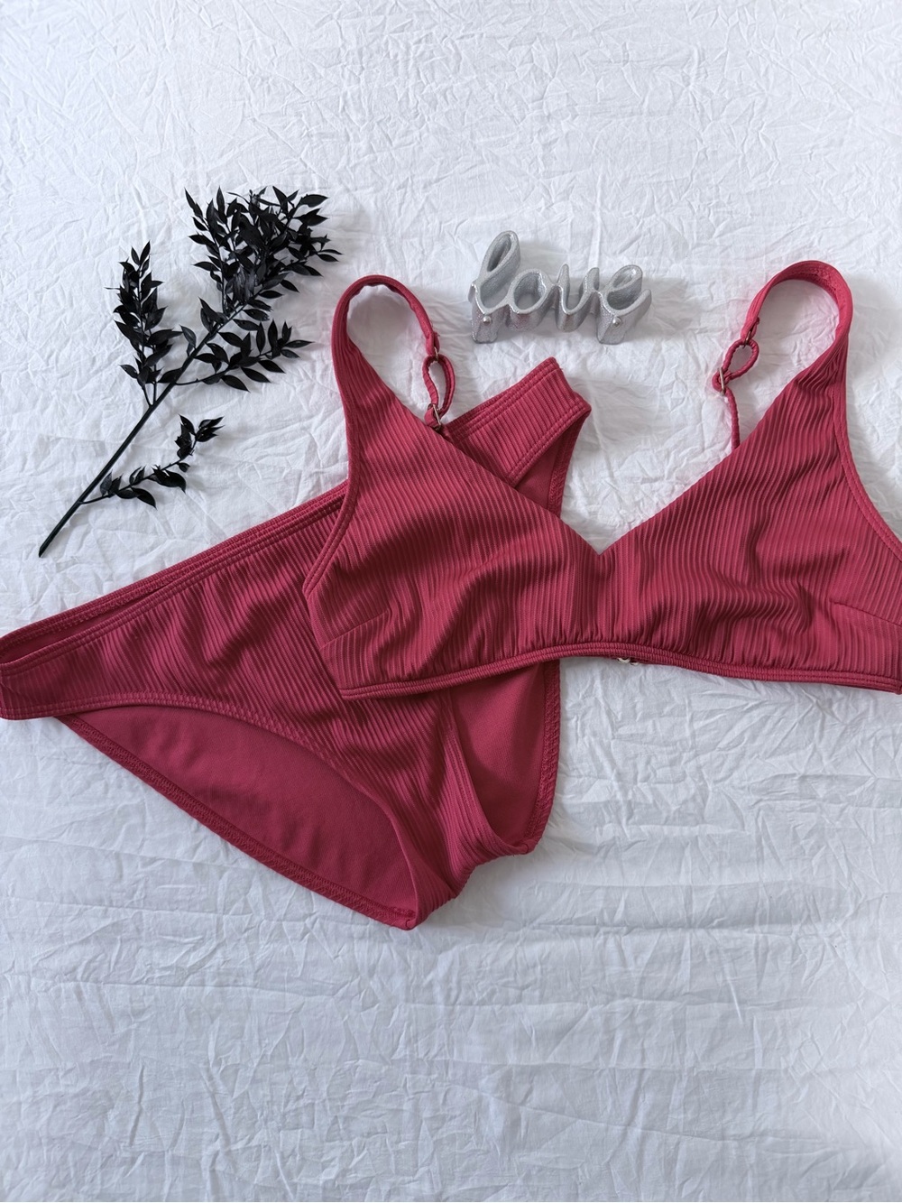 Hollister Red Ribbed Bikini
